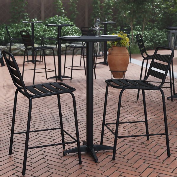 Flash Furniture Mellie 23.5 Black Round Metal Indoor-Outdoor Bar Height Table TLH-059B-BK-GG